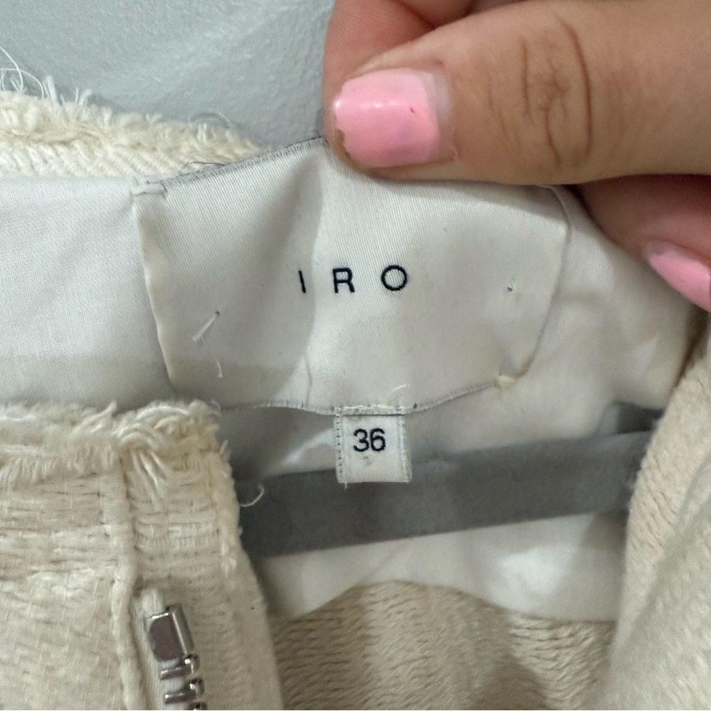 IRO Jacket Omaya Tweed Belted Long in Ivory Cream - Picture 3 of 5